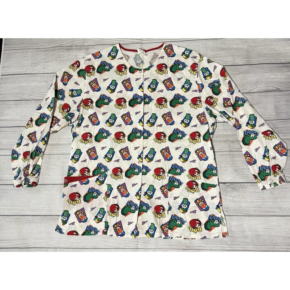 Vintage Y2K Veggietales Scrubs 2002 Big Idea Long Sleeve Size XL Dickies Rare